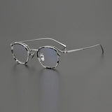 Jock Premium Series Vintage Acetate Glasses Frame Round Frames Southood White Silver 