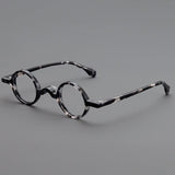 Jordi Small Round Acetate Glasses Frame Round Frames Southood White leopard 