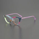 June Colorful Acetate Eyeglasses Frame Cat Eye Frames Southood Matte Brown 