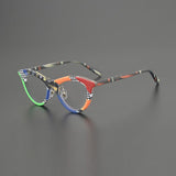 June Colorful Acetate Eyeglasses Frame Cat Eye Frames Southood Matte Stripe 