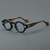 Kip Vintage Acetate Glasses Frame Round Frames Southood Black Woodgrain 