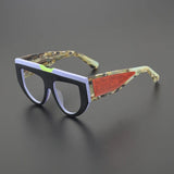 Klea Thick Acetate Glasses Frame Aviator Frames Southood Matte Black Blue 