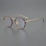 Lonnie Vintage Titanium Glasses Frame Round Frames Southood Gold leopard 