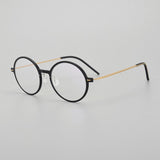 Matherne Ultra light Titanium Round Glasses Frame Round Frames Southood Black gold 