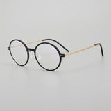 Matherne Ultra light Titanium Round Glasses Frame Round Frames Southood Black gold 