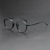 Monroe Titanium Round Glasses Frame Round Frames Southood Black-oval 