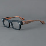 Myrna Acetate Rectangle Glasses Frame Rectangle Frames Southood Black Woodgrain 