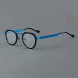 Noel Round Unisex Ultra-Light Titanium Glasses Frame Round Frames Southood Black-blue 