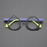 Noor Retro Titanium Glasses Frame Geometric Frames Southood Black Blue 