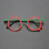 Noor Retro Titanium Glasses Frame Geometric Frames Southood Red Green 