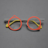 Noor Retro Titanium Glasses Frame Geometric Frames Southood Red Grey 
