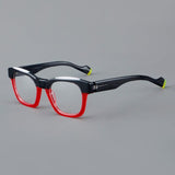 Nora Vintage Acetate Glasses Frame Rectangle Frames Southood Black Red 