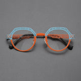 Otto Vintage Titanium Glasses Frame Geometric Frames Southood Blue Orange 