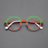 Otto Vintage Titanium Glasses Frame Geometric Frames Southood Green Red 