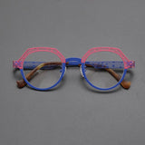 Otto Vintage Titanium Glasses Frame Geometric Frames Southood Pink Blue 