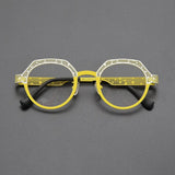 Otto Vintage Titanium Glasses Frame Geometric Frames Southood White Yellow 