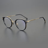 Parle Vintage Acetate Titanium Glasses Frame Round Frames Southood Black gold 