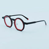 Perri Retro Round Acetate Optical Glasses Frames Round Frames Southood Black red 