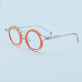 Perri Retro Round Acetate Optical Glasses Frames Round Frames Southood Clear orange 