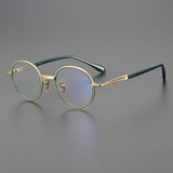 Shamim Vintage Titanium Glasses Frame Round Frames Southood Golden Green 