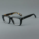 Sutton Retro Rectangle Acetate Glasses Frame Rectangle Frames Southood Black leopard 