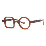 Timo Premium Series Retro Handmade Glasses Frame Geometric Frames Southood Brown 