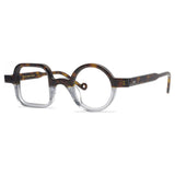 Timo Premium Series Retro Handmade Glasses Frame Geometric Frames Southood Leopard Grey 