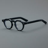 Zain Vintage Acetate Glasses Frame Round Frames Southood Black 