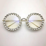 Queen Vintage Rhinestone Round Glasses