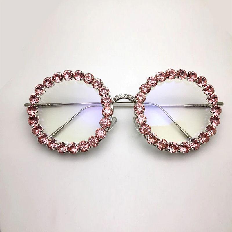Queen Vintage Rhinestone Round Glasses