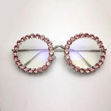 Queen Vintage Rhinestone Round Glasses