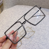 Lif Fashion Metal Oversized Rhinestone Glasses
