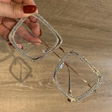 Lif Fashion Metal Oversized Rhinestone Glasses