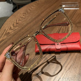 Lif Fashion Metal Oversized Rhinestone Glasses