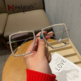 Lif Fashion Metal Oversized Rhinestone Glasses