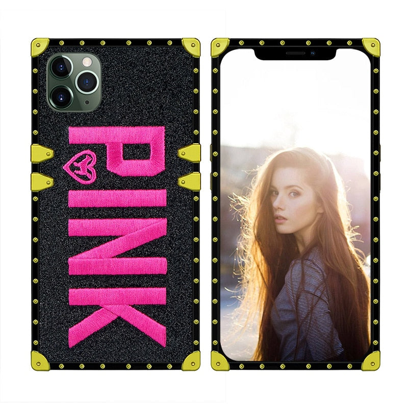 Luxury Square Mirror Pink Phone Case For IPhone13promax 13pro 13
