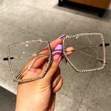 Lif Fashion Metal Oversized Rhinestone Glasses