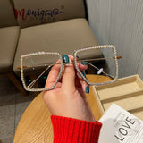 Lif Fashion Metal Oversized Rhinestone Glasses