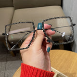 Lif Fashion Metal Oversized Rhinestone Glasses