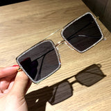 Lif Fashion Metal Oversized Rhinestone Glasses