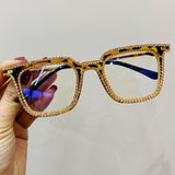 Lif Fashion Metal Oversized Rhinestone Glasses