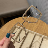 Lif Fashion Metal Oversized Rhinestone Glasses