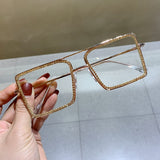 Lif Fashion Metal Oversized Rhinestone Glasses
