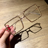 Lif Fashion Metal Oversized Rhinestone Glasses