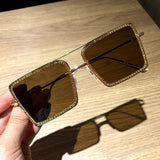 Lif Fashion Metal Oversized Rhinestone Glasses