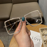 Lif Fashion Metal Oversized Rhinestone Glasses