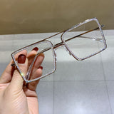 Lif Fashion Metal Oversized Rhinestone Glasses
