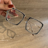 Lif Fashion Metal Oversized Rhinestone Glasses