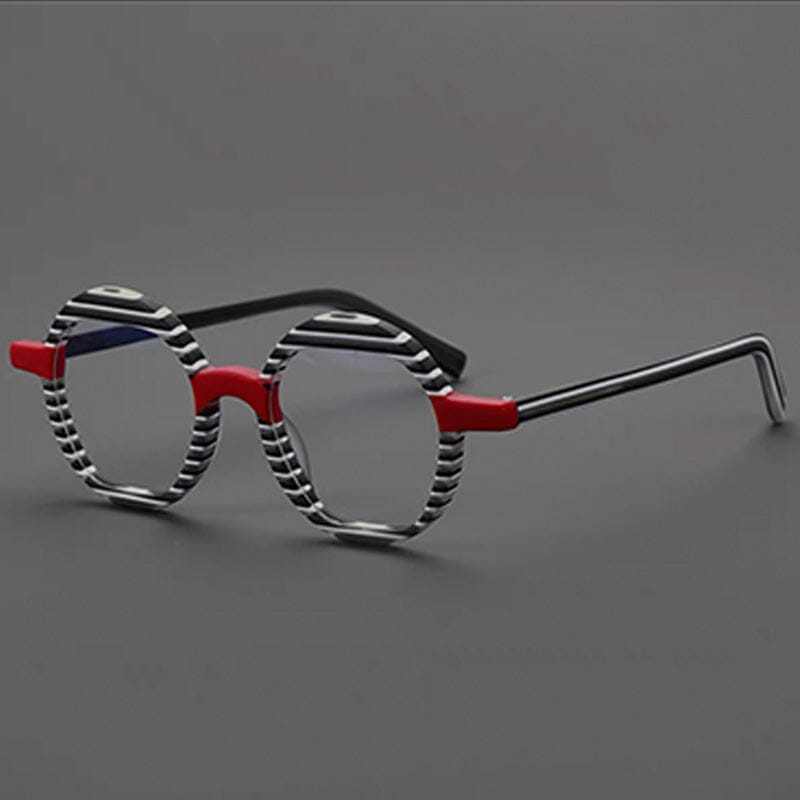 Benon Round Striped Acetate Glasses Frame