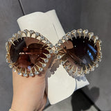 Desirae Oversized Punk Rhinestone Sunglasses